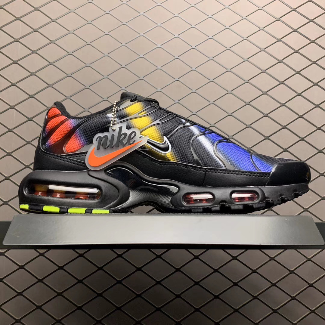 Nike Air Max PLUS TXT Black Blue Yellow Orange Shoes - Click Image to Close